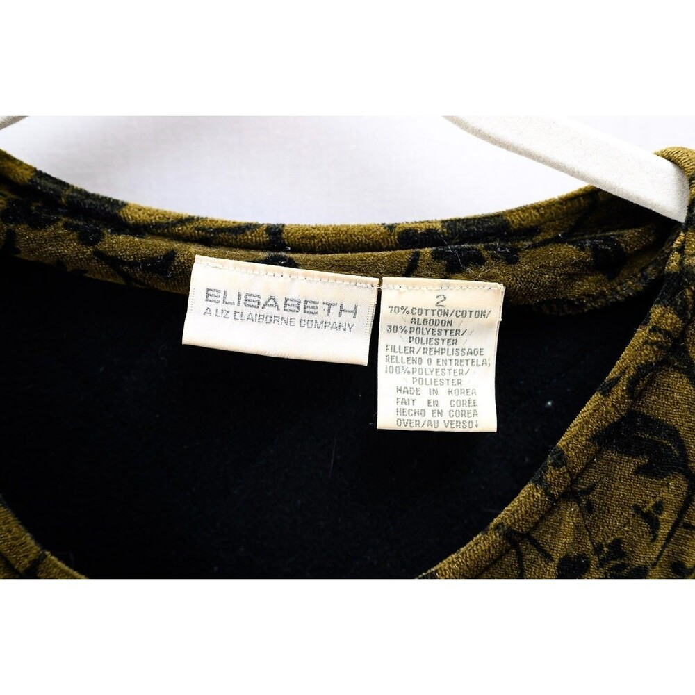 elisabeth liz claiborne Jacket plus size 2 Quilted Velvet green floral - Picture 2 of 6